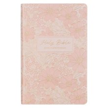 Pale Pink Floral Faux Leather King James Version Deluxe Gift Bible with Thumb Index