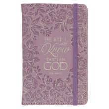 Small Notebook with Elastic Closure Faux Hardcover Purple Be Still And Know Ps. 46:10