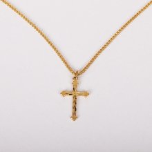 18" Gold Over Sterling Silver Cross Cut Necklace