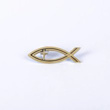 Gold Fish Cross Car Emblem - Pack of 6