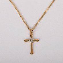 18" Gold Over Sterling Silver Cross Necklace