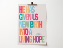 1 Peter 1 verse 3 poster. A4