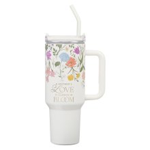 Tumbler SS White Floral A Mother's Love 2 Cor. 12:9