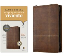 Biblia ultrafina NTV de zíper, con Filament (SentiPiel, Café rústico, Índice, Letra Roja)
