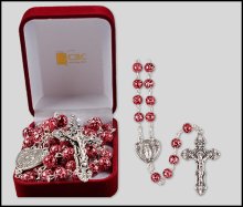 Two Toned Red Glass Rosary