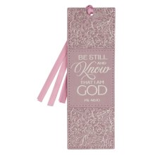 Bookmark Faux Leather Purple Floral Be Still And Know Ps. 46:10
