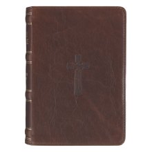 KJV Bible Compact Large Print Leather Tan Cross Black