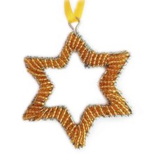 Beaded Golden Star hanging Christmas decoration