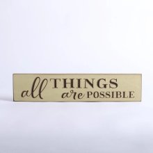 All Things Are Possible Cottage Green Engraved Wood Sign