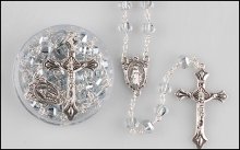 Crystal with Grey Tone Facetted Glass Rosary