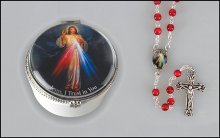 Divine Mercy Rosary in Porcelain Box
