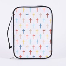 Colourful Crosses Canvas Bible Cover - Medium
