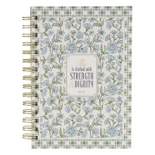 Journal Spiral Blue Floral Strength And Dignity Prov. 31:25