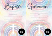Baptism / Godparent Certificates Multipack - Cross with Rainbow (Child) - 2 x 10 packs