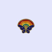 Butterfly With Rainbow Lapel Pin - Pack of 3