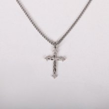 18" Sterling Silver Cross Cut Necklace