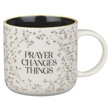 Mug White and Black Prayer Changes Things
