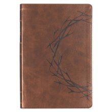 KJV Bible Giant Print Full-size Faux Leather, Crown of Thorns, Brown