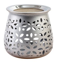 Silver Aluminium Incense Burner H 8 cm