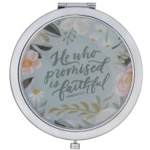 He Who Promised Silver Metal Compact Mirror - Hebrews 10:23