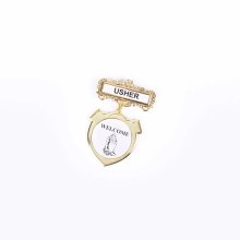 Badge Shield Usher Praying Hands Welcome Pin