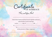 Marriage Certificate - Watercolour Rainbow