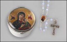 Perpetual Help Rosary with Porcelain Box