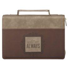 Bible Cover Fashion Two-tone Brown I Am With You Always Matt. 28:20