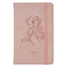 Trust Mottled Blush Faux Leather Hardcover Notebook with Elastic Band Closure - Proverbs 3:5