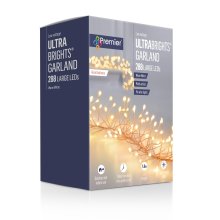 288 Large LED Multi-Action Ultrabright Garland with Timer in Warm White (PinWire Cable)