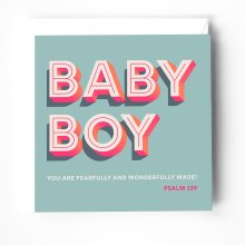 Baby boy greeting card with bible verse on cover