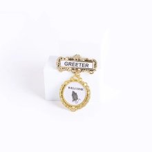 Badge Fancy Round Greeter Ethnic Praying Hand Magnet