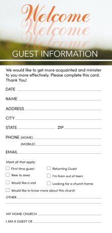 Guest Information Card: Welcome - Summer (Package of 50)