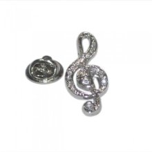 Crystal Encrusted Treble Clef Lapel Pin Badge (X2AJTP151)