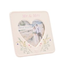 Love Story Ceramic Photo Frame 4" x 4" - Mr & Mrs