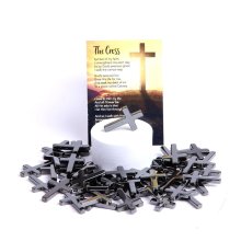 Hematite Pocket Cross with Card - Pack of 50
