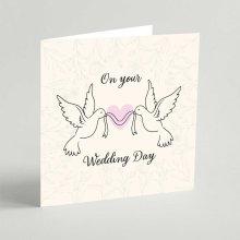 On Your Wedding Day Doves Square Card