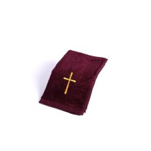 Pastor Towel Cross Burgundy Cotton