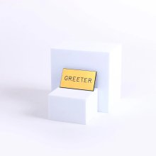 Badge Engraved Greeter Gold Magnet