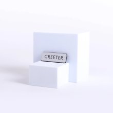 Badge Engraved Contemporary Greeter Silver Magnet
