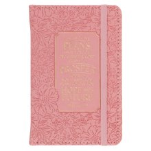Small Notebook with Elastic Closure Faux Hardcover Pink I Know The Plans Jer. 29:11