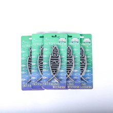 Silver Truth Fish Eats Darwin Car Emblem - Pack of 6