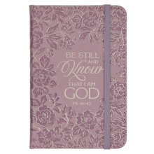 Small Notebook with Elastic Closure Faux Hardcover Purple Be Still And Know Ps. 46:10