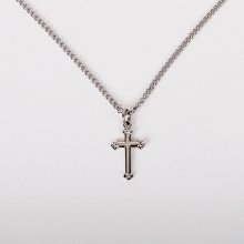 16-18" Sterling Silver Budded Cross Necklace