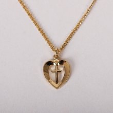 18" Gold Over Sterling Heart & Cross Necklace