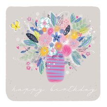 Birthday Card - Vase Of Flowers