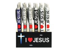 I Love Jesus Click Pens Pack of 24 with Display