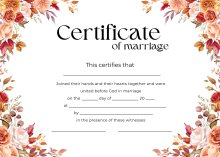 Marriage Certificate - Autumnal Roses