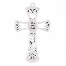 6" Baby Girl Pewter Cross