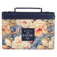 XL Be Still Navy Fashion Bible Cover - Ps. 46:10